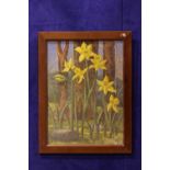 DU, "DAFFODILS IN BLOOM", oil on canvas board, signed lower right with initials