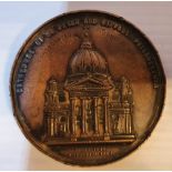 A RARE 19TH CENTURY BRONZE MEDAL TO CELEBRATE THE COMPLETION OF CATHEDRAL OF ST. PETER & ST. PAUL,