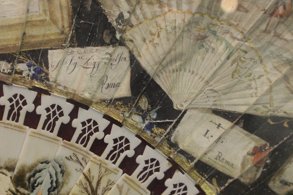 AN 18TH CENTURY ITALIAN HAND PAINTED FOLDING FAN, signed by the artist, inscribed verso by - Image 4 of 10