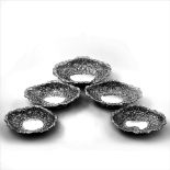 A SET OF 5 ANTIQUE LATE 19TH CENTURY SILVER DISHES, London, 1892, by Finley & Taylor, each is