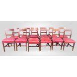 A SET OF TWELVE 19TH CENTURY MAHOGANY DINING ROOM CHAIRS, with satinwood inlay, tapered leg and