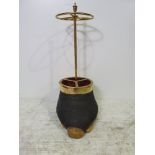 A RARE 19TH CENTURY ELEPHANT FOOT & BRASS UMBRELLA or STICK STAND, 81.3cm (H) x 31.7cm (W) x 41.