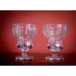 A PAIR OF VERY FINE 19TH CENTURY IRISH CUT GLASS CELERY / FLOWER VASES, with saw-tooth rim,
