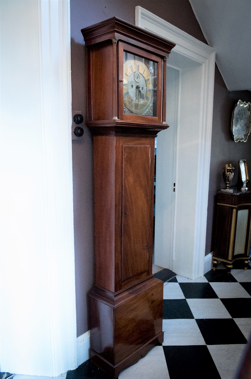 A RARE MAHOGANY GUERNESEY LONGCASE CLOCK c.1750 by Blondel, the brass dial with N. Blondel A