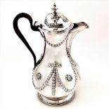 A RARE AND FINE LATE 18TH CENTURY IRISH SILVER COFFEE POT, Adams style, Dublin, date letter ‘Z’