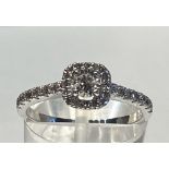AN 18CT WHITE GOLD DIAMOND HALO RING, with centre diamond .60cts, total diamond weight 1.10cts,