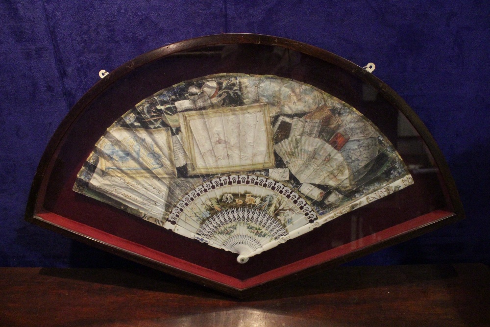 AN 18TH CENTURY ITALIAN HAND PAINTED FOLDING FAN, signed by the artist, inscribed verso by