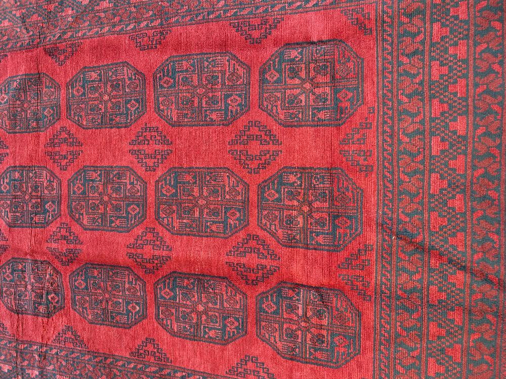 AN AFGHANISTAN AQCHA CARPET, Uzbek, Northern Afghanistan, hand knotted by Turkoman weavers over four - Image 2 of 3