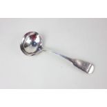 A George III Exeter silver sauce ladle, with fiddle pattern handle with engraved initials, maker
