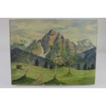 20th century school, mountainous Austrian landscape, Innsbruck, Tirol, oil on board, unsigned,