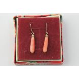 A pair of coral drop earrings