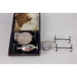 A cased Victorian silver communion set, of small chalice, jug and plate, in fitted case (a/f) with