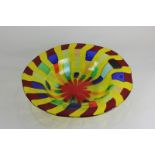 A large Murano art glass bowl with brightly coloured spoked design, 36.5cm diameter, with Murano