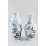 A Chinese porcelain vase, of slender shouldered form with everted rim, decorated with a
