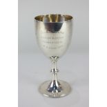 An Edward VII silver trophy goblet, engraved Allen House, Junior Boxing, with names and dates, maker