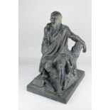 After John Steell (Scottish 1804-1891), a bronze seated figure of Robert Burns (1759-1796), the