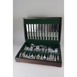 A canteen of plated cutlery, by Butler of Sheffield in wooden case, setting for twelve (one coffee