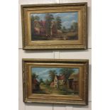 Victorian school, two similar pastoral landscape views of farms amongst woodland, oil on canvas,