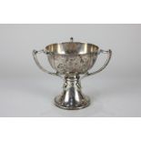 An Edward VII silver three-handled cup, circular bowl on flared base, maker Mappin & Webb,