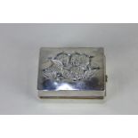 A Victorian silver travelling curling tongs heater, fold out box form, the lid embossed with