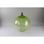 An Orrefors green glass 'Apple' (Äpplet) vase by Ingeborg Lundin, of spherical form with cylindrical