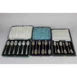 A cased set of six Victorian silver coffee spoons, with shell and scroll decorated handles, London
