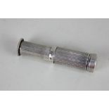 A 925 silver rouge/powder puff, in retractable cylindrical case, with screw top lid, stamped PLI,