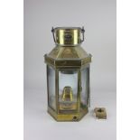 An early 20th century brass mounted ship's lamp with plaque for Bulpitt & Sons Ltd, Birmingham,