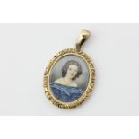 A portrait miniature locket, circa 1830, in carved gold mount