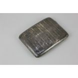 A George V silver cigarette case, engraved banded decoration and initialled (a/f), Birmingham