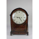 A 19th century brass inlaid flame mahogany cased bracket clock the brass fusee movement signed