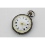 A silver open face pocket watch