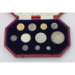 A 1902 specimen coin set comprising a sovereign, half sovereign, crown, half crown, florin,