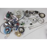 A collection of costume jewellery, and various items of silver jewellery