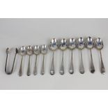 A matched set of six Victorian silver teaspoons, Old English pattern handles, with engraved