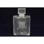 A Lalique 'Duncan' glass scent bottle and stopper, of rectangular form, with label for Lalique