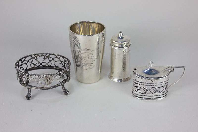 A George V silver presentation beaker inscribed Allen House, Challenge Cup for Physical Training,