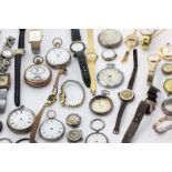 Two ladies 18ct gold wristwatches, and a quantity of pocket and wristwatches