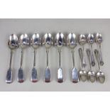 A set of six Edward VII silver fiddle pattern teaspoons, makers Holland, Aldwinckle and Slater,
