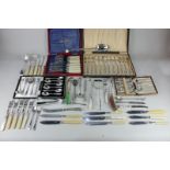 A cased set of six pairs of silver plated King's pattern fish knives and forks by John Dixon, two