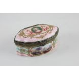 A French Sevres porcelain brass mounted dressing table box, the hinged lid with a portrait of a