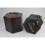 A 19th century rosewood cased forty eight button concertina by Charles Wheatstone in original