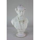 A Robinson & Leadbeater Parian ware bust of Charles Dickens, 33.5cm high