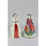 Two Royal Doulton porcelain ladies, Henrietta Maria (HN2005) and The Young Miss Nightingale (HN2010)