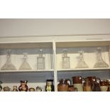 Three pairs of Edinburgh crystal spirit, wine and ships decanters