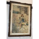 After W.S Coleman, two children seated in a garden, advertising print for Pears soap, 48cm by 30cm