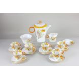 A Shelley 'Chinese Lanterns' porcelain part tea set, shape no. 781613, pattern no. 12299,