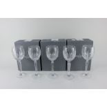 A set of five Waterford crystal wine glasses, in the Blackrock design, with original Waterford