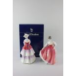 Two Royal Doulton porcelain figures of ladies, Eliza (HN3179) 20cm high, and Fair Lady - coral