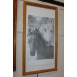 20th century, study of two horses, pencil, indistinctly signed, 47cm by 29cm